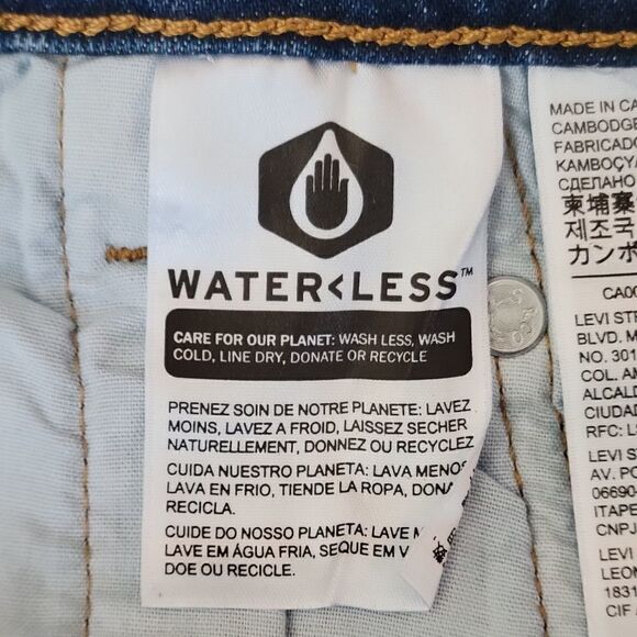 Levi's Original 501 High Rise Straight Leg Cropped Plus Size Denim Blue Jeans - Picture 10 of 12